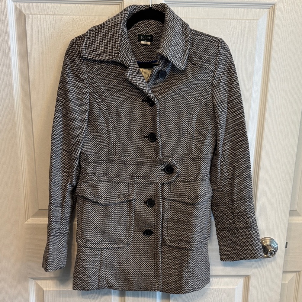 J. Crew Women's Black and White Pea Coat